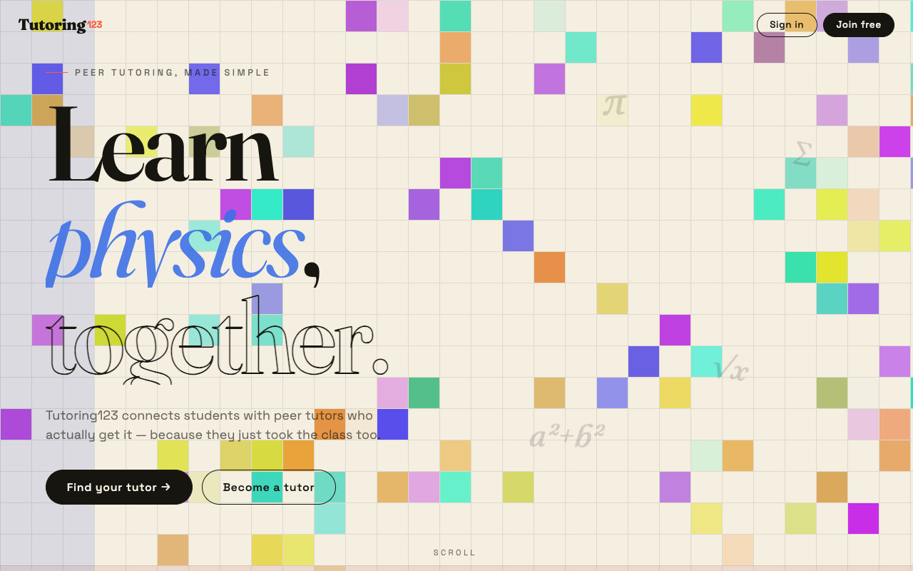 Tutoring123 website preview